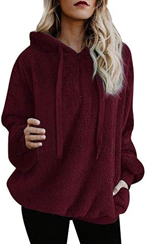 On Sale! Winter Warm Coat Oversize,Vanvler [Womens Hooded Hoodies Pullover Sweatshirt] Jumper Tops Fluffy Outwear New Clearance (5XL, Wine Red)