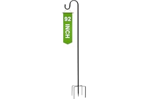 GENERIC ALNINEⅨ 48/60/76/92 Inch Shepherd Hook for Outdoor - Single Hook with 5 Leg Ground Base, Paint Spray Coated Plant Hanger for Bird Feeders, Flower Baskets & Lanterns (1, 92 inch)