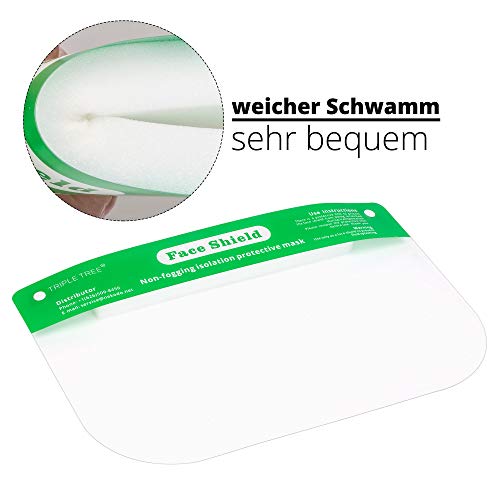 Lot de 10 Visières de Protection pour Le Visage et les Yeux,Couverture Complète en Plastique Anti-Buée Léger et Réglable pour éviter la salive, Les Gouttes Vert
