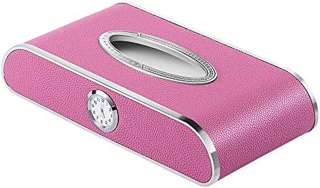 YZPZJH Clock leather tissue box rectangular, decorative bath towel tissue holder - rectangular napkin tray - bottom slider - elegant bathroom decoration (color : Pink)