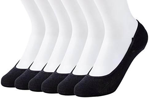 6 Pairs Women No Show Bamboo Fiber Boat Socks(Black)