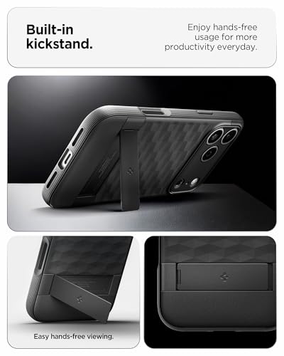 Spigen Parallax S MagFit for iPhone 17 Pro MAX case cover MagSafe compatible [Built-in Kick stand] - Matte Black