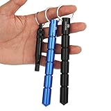 amathings 2 pieces ! (double pack) Kubotan/force amplifier with a very loud SOS signal whistle in Blue and Black with grooved grip and key chain also usable as an emergency hammer, 100% legal, by