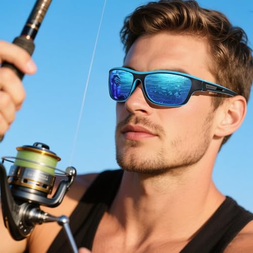 Perfectmiaoxuan Polarized Sunglasses for Men Women Cycling Mountain Hiking Driving Fishing Climbing Sports Lanyard Night Anti-Glare Driving