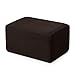 SUBRTEX Stretch Storage Ottoman Slipcover Oversize Spandex Elastic Rectangle Footstool Cover for Foot Rest Stool in Living Room (XL, Chocolate)