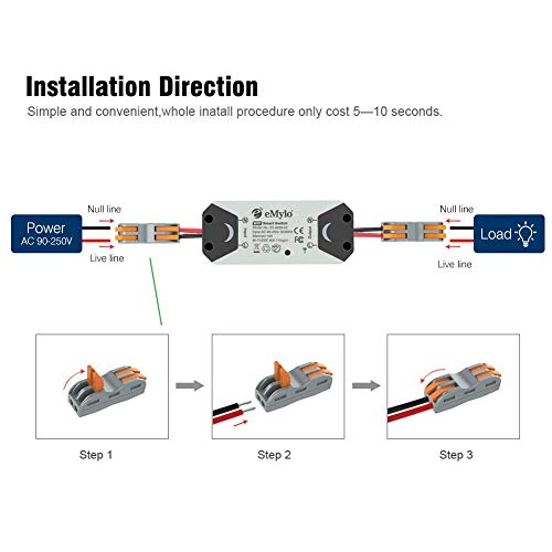 eMylo Smart WiFi Light Switch Wireless Relay Switch Module Remote Control Home Automation Timers Compatible with Alexa Echo Google Home iPhone Android App 2 Packs