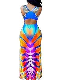 ETCYY Vestido largo vestido largo estampado para fiesta de noche de verano correas para mujer