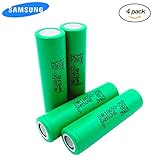 4 Pack 25R 2500mAh 3.6 V Rechargeable Battery Flat Top Batteries Compatible with Samsung Samsung Li-ion Battery for Electric Tools, Toys, LED Flashlights, Torch, E-Bikes(Green)
