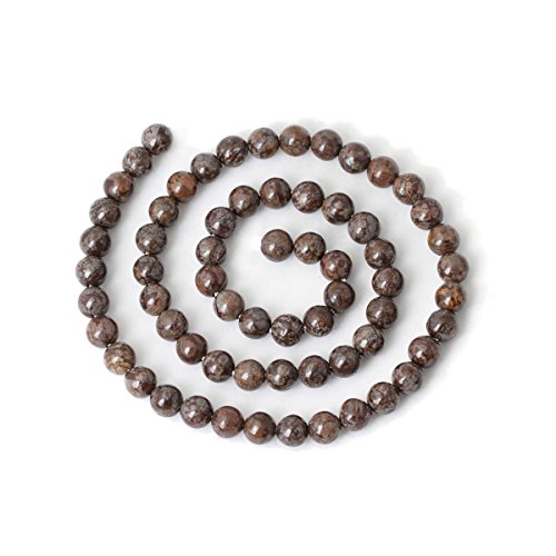 Qiwan 60PCS 6mm Brown Snowflake Jasper Gemstone Smooth Round Stone Loose Beads for Jewelry Making 1 Strand 15" - Thumbnail 2