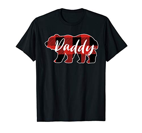 Family Valentine Matching Buffalo Plaid Daddy Bear T-shirt