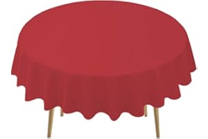 PARTY ULYJA Red Plastic Tablecloths 2 Pack Ruby Disposable Table Covers 84 Inch Circle Bridal Shower Party Tablecovers PEVA Solid Table Cloths for Picnic Birthday Wedding Banquet Parties 6 ft Round Table Use