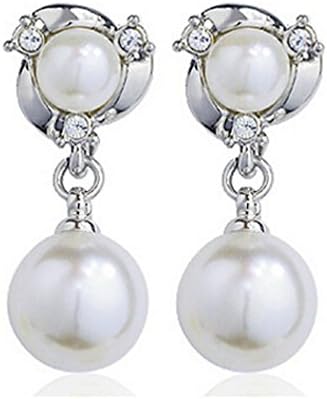 Generic Fashion S925 Silver Women's Pearl Clip on Dangle Drop Earrings