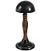 MyGift Vintage Style Black Metal Pedestal Hat Holder Stand with Dome Top Design and Rustic Brown Wood Stem, Tabletop Cap, Fedora, Wig Display Holder