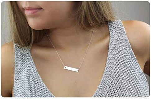 Alphabet 26 A-Z Letter Initial Necklace 14k Gold-Plated Bar Necklace Engraved Name Necklace Personalized Letter Monogram Pendant Necklace for Women Girls