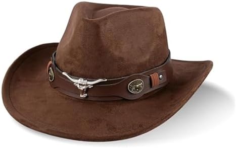 Wide Brim Faux Suede Cowboy Hat Unisex with Shapeable Brim YOUBADU Faux Suede Felt Western Cowboy Hat for Women or Men  main image 3