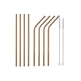 Weite Stainless Steel Drinking Straws, 4 bent and 4