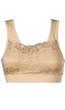 New Milana Bra by Genie As Seen On TV Seamless Lace Bra (Beige 1X) Soft Lace Wire Free Cami Bra.