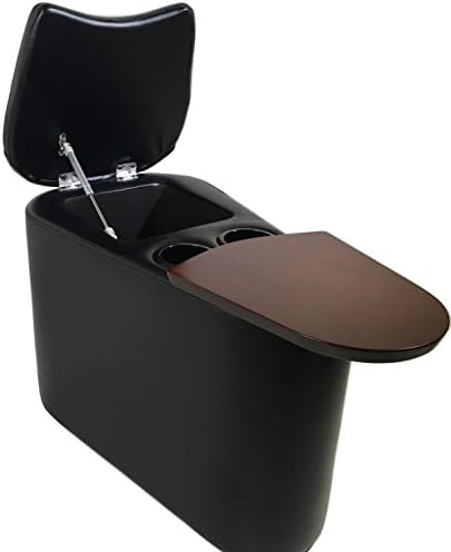 Wedge End Table w/ Cup Holders &amp; Storage Compartment Vegan Leather (Black)
