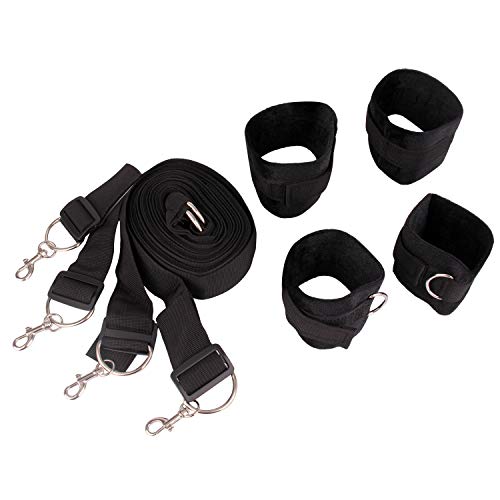 Furry Handcuff Under The Bed Nylon Straps Adjustable Handcuffs with Ankle and Wrist Cuff