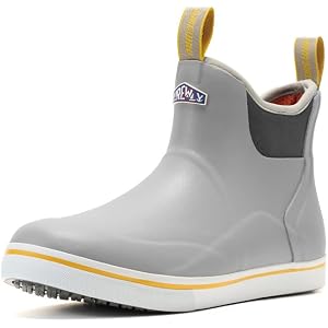 SUREWAY Men's Waterproof Ankle Deck Boots | Lightweight, Professional Slip Resistant, Neoprene Rubber Rain Boots