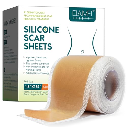ZODENIS Scar Away Silicone Scar Sheets, Scar Tape(1.8” x 157”Inch- 4M), Scar Strips, Reusable, Professional Scar Remover for C-Section, Surgery, Keloid, Tummy Tuck, Scar Patch, Scar Pads.