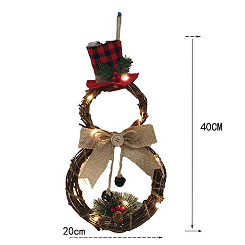 image for MIS1950s Christmas Decoration Door Hangings Wreath Pendant Snowman LED