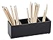 Unum Large Black Makeup Brush Holder Organizer - Thick Sturdy Acrylic - 4 Compartment Makeup Brush Storage for Oval Brushes, Cosmetic Tools - Includes Makeup Brush Cleaner, 9