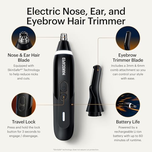 MANSCAPED® Weed Whacker® 3.0 PRO - Men's Electric Nose, Ear & Eyebrow Hair Trimmer – SkinSafe® Dual-Head System, LED Spotlight, Waterproof, Rechargeable, Travel Lock, Eyebrow Comb Attachment