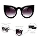 Fashionable Chic Super Cat Eye Sunglasses Sexy Cat Eye SunGlasses Geometric Circle Frame Cateyes (BLACK, BLACK)