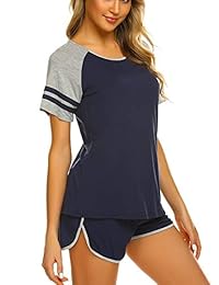 Ekouaer - Pijama de manga corta para mujer