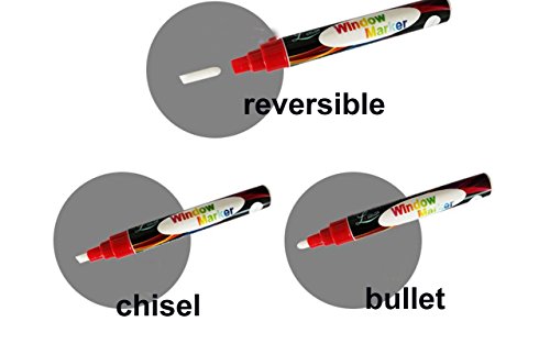 8-Pack Dry Erase Markers Erasable Markers Chalk Marker Pen 6mm Reversible Bullet & Chisel Tip Fluorescent Highlighters Markers for Menu Board Bistro Board AD Drawing POP Art Glass Window Blackboard - Thumbnail 2