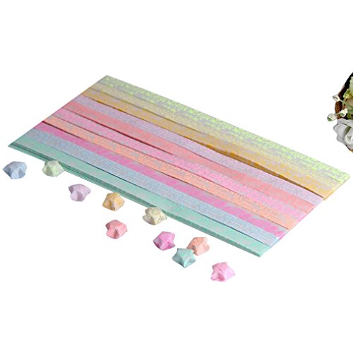 SUPPION Luminous Stars Origami Papers Pattern Folding Paper Strips Glows in The Dark 10 Colors 300 Sheets