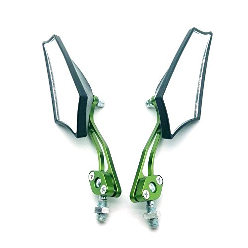 Heinmo Motorcycle foldable Rearview Mirrors Motorbike Rear Mirror with 8mm 10mm Screw for Honda Suzuki Kawasaki Yamaha (Green)