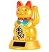 Monkey King Gold Japanese Maneki Neko Solar Powered Feng Shui Lucky Beckoning Waving Cat 5-inch Tall