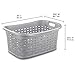 Sterilite 6-Pack Weave Laundry Basket, Rectangle Plastic Clothes Hamper w/ Handles, Gray