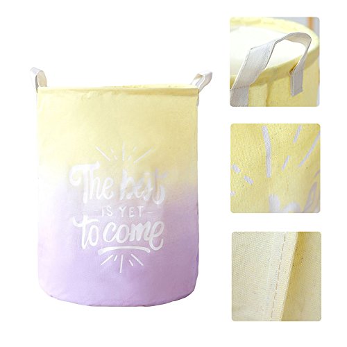 AkoMatial Fashion Storage Box, Gradient Color Printed Washing Bag Laundry Basket Storage Bin Clothes Holder Yellow + Purple - Thumbnail 2