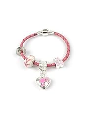 Jewelry: Liberty Charms Childrens Miss Pink Pink Leather Charm Bead Bracelet With Silver Plated Clasp - Liberty Trading Ltd