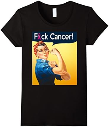 Womens Rosie the Riveter F_ck Cancer T-Shirt Large Black
