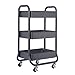 DESIGNA 3-Tier Metal Rolling Utility Cart，Heavy Duty Storage Carts Organization Cart with 2 Lockable Wheels，Multifunctional Metal Craft Art Carts for Gift Home Office，Black