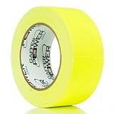 REAL Professional Grade Gaffer Tape By Gaffer Power, Made in the USA, YELLOW FLUORESCENT 2 Inches by 30 Yards, UV Blacklight Reactive Fluorescent Heavy Duty Gaffers Tape, Non-Reflective, Multipurpose.