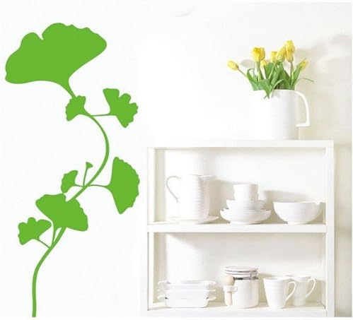 Prettywall Home Decor Mural Vinyl Wall Sticker Ginkgo Tree Green Leaves Kids Nursery Room Wall Art Decal Paper