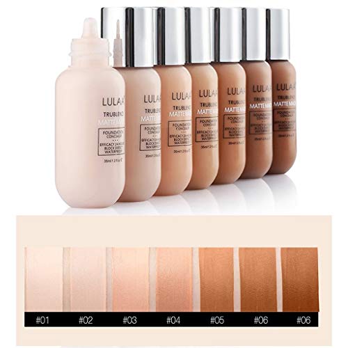 Kidirt, Matte Foundation Full Coverage - 24 Hours Block defect Moisturizing Liquid Foundation - Waterproof Foundation Concealer Cream - Long Lasting face Primer with Makeup Puff (02#Ivory White)