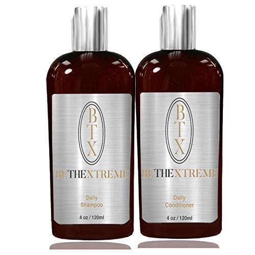 Keratin Cure BeTheXtreme BTX daily use Shampoo Conditioner set with Argan, Hemp, Silk SULFATE FREE protect Color Enhance Hair Growth prevent Hair Loss (120ml/ 4 fl oz)