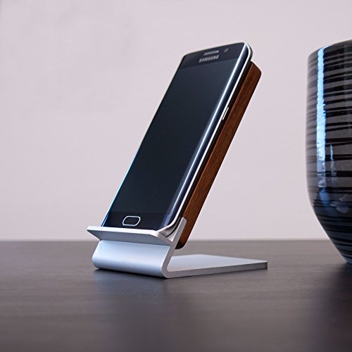 Wood Wireless Charger for Yota YotaPhone 2 - [FAST CHARGE] COOPER ECOSTAND Wireless Charging Stand | Qi Wireless Charger Stand | Nightstand, Desk, Office (Aluminium & Rosewood) - Thumbnail 5