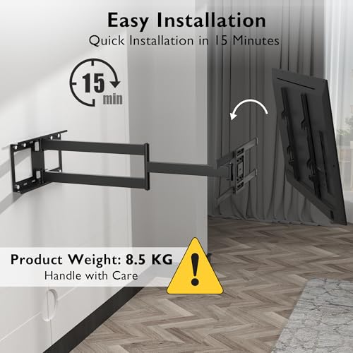 BONTEC TV Wall Mount with 1040 mm Extra Long Articulated Arm for 32-75 Inch LCD/LED/OLED Flat Screens up to 60 kg, Tiltable, Swivel and Rotate, TV Mount, Max. VESA 600 x 400 mm