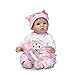 Dirance 16 Inch Lifelike Reborn Toddlers Doll Open Eyes Soft Silicone Vinyl Full Body Realistic Pink Girl Doll Realife Newborn Baby Doll Outfits, Kids Gift for Ages 3+,Under 50 Dollars (Pink)