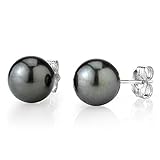 14K Gold 8-9mm AAA Quality Round Tahitian South Sea Cultured Pearl Stud Earrings Set for Women