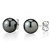 THE PEARL SOURCE 14K Gold 8-9mm Round Tahitian South Sea Cultured Pearl Stud Earrings for Women