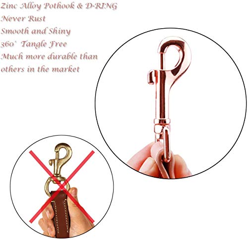YIHATA Dog Leash and Collar Set Luxury Leather Running Dogs and Leashes and Collars Sets, Adjustable Collar with Matching Leash Zinc Alloy Clasp, Idea for Small Medium Dogs, Pets(Pink)