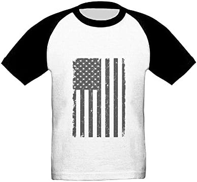 Saroyo American Flag Line Toddler Raglan T-Shirts 100% Cotton Baseball Short Sleeve Tee 5-6 Toddler